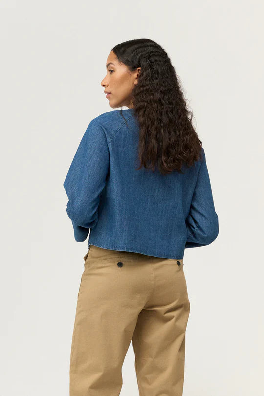 PD-Georgia Denim Jacket, Mid Blue