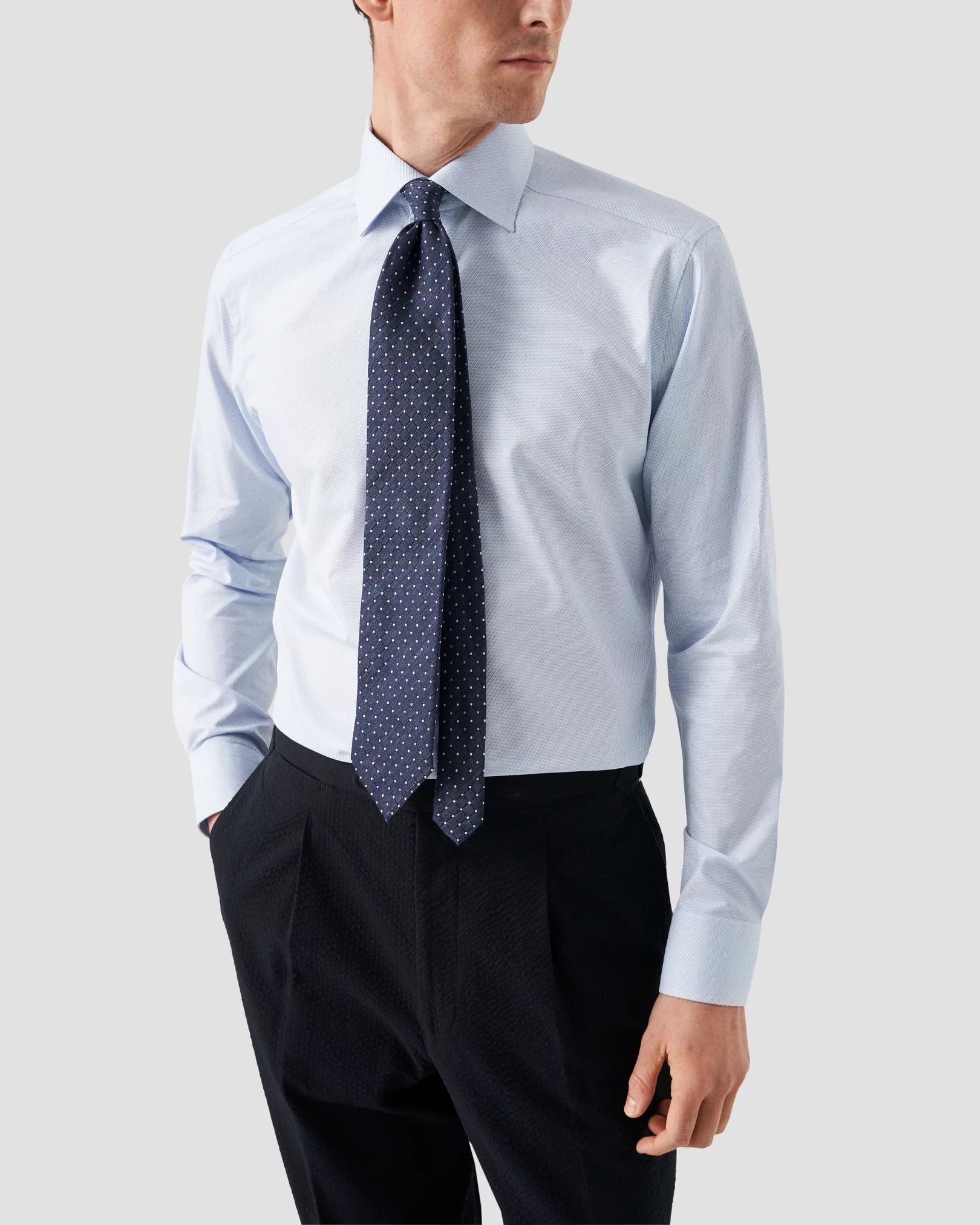 Semi Solid SIgnature Dobby Shirt, Slim, Light Blue