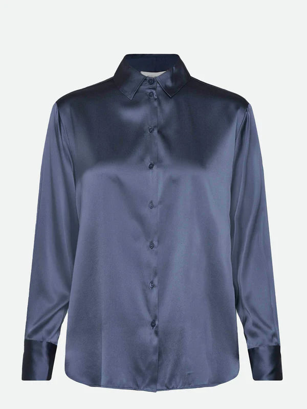 Jade Silk Shirt, True Navy