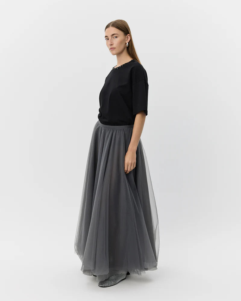 KAYLA MAXI SKIRT, STONE GREY