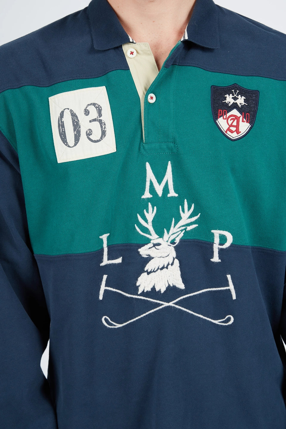 Man polo L/S jersey, navy