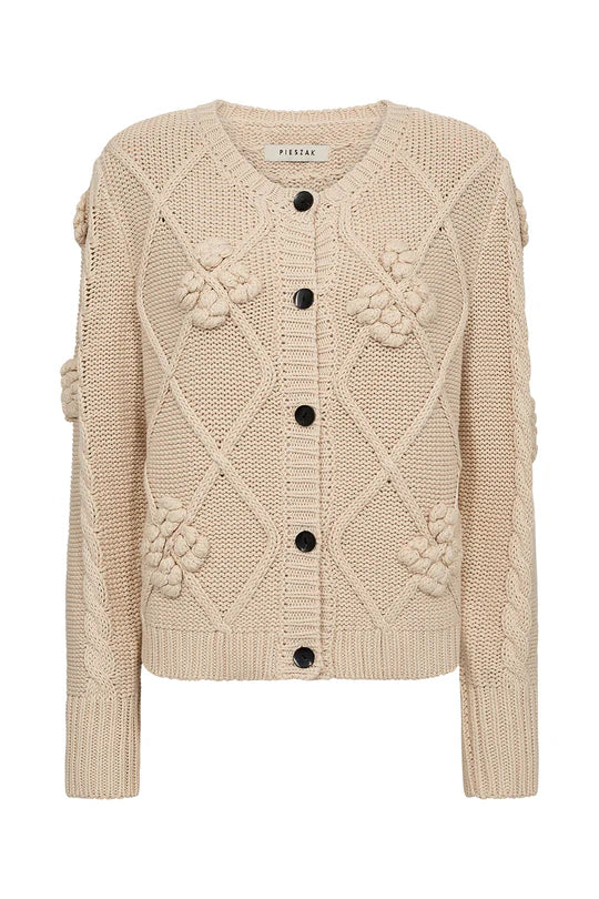 PEARL KNIT CARDIGAN, WHITE PEARL