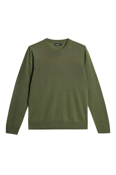 KEANE LIGHT MERINO CREW NECK SWEATER, OLIVINE