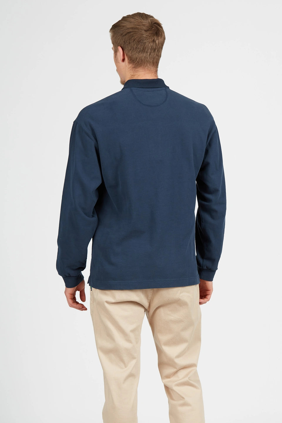Man polo L/S jersey, navy