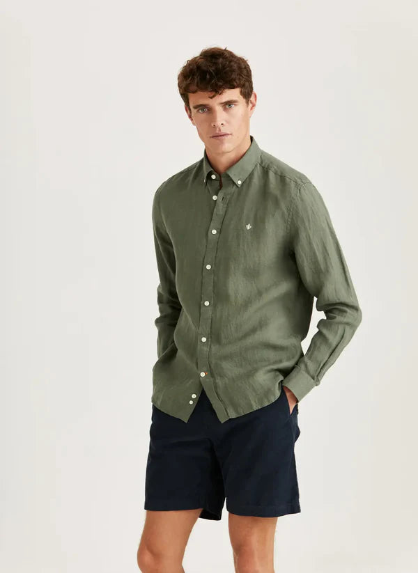 DOUGLAS LINEN SHIRT, OLIVE