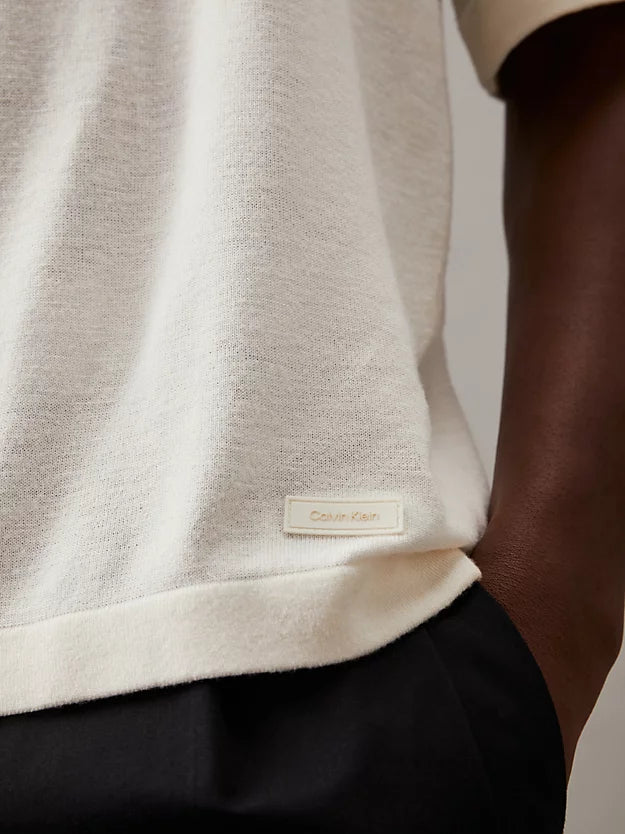 Knitted Silk Blend T-shirt, Egret