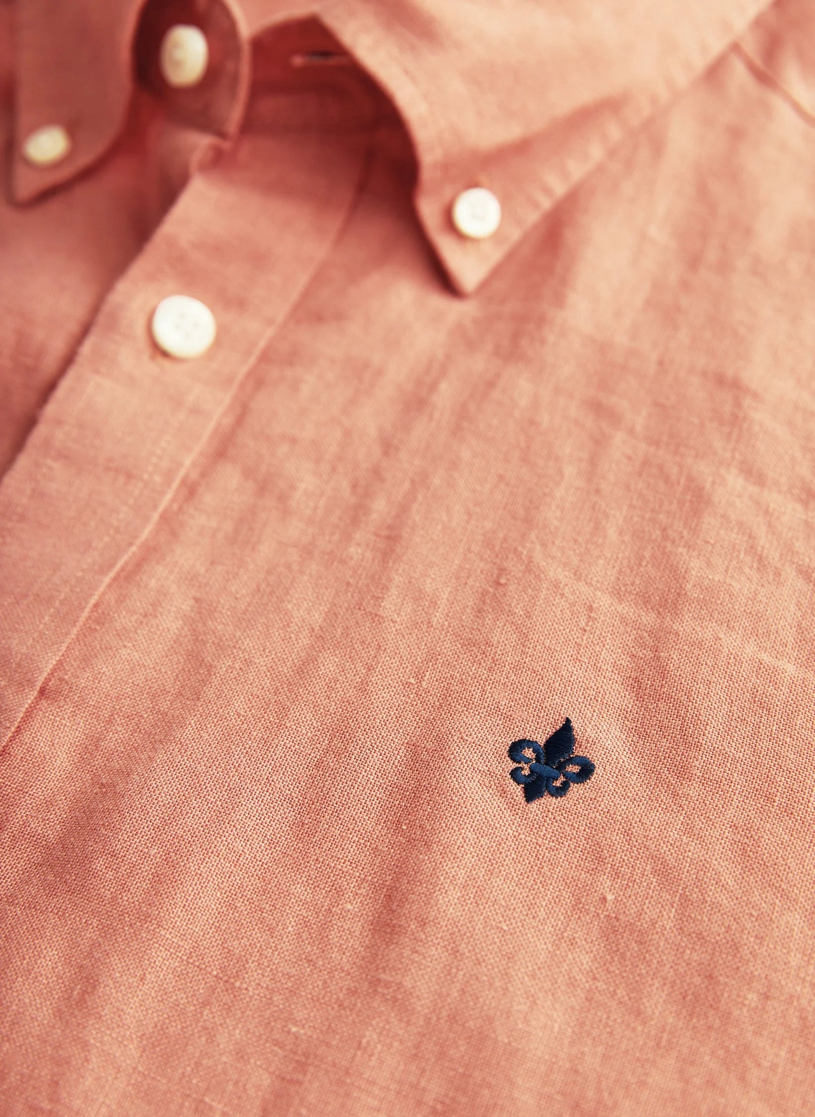 Douglas Linen Shirt, Classic Fit, Orange