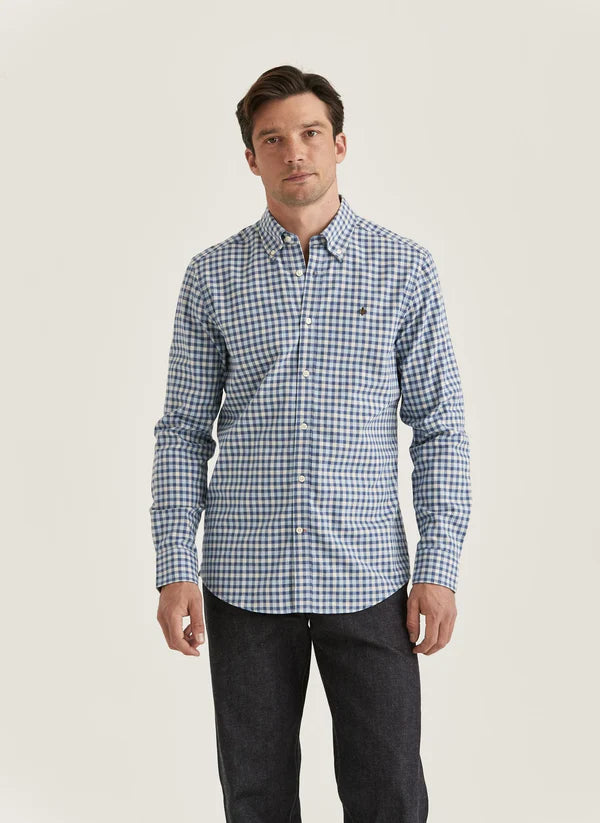 WATTS FLANNEL CHECK SHIRT, SLIM, BLUE