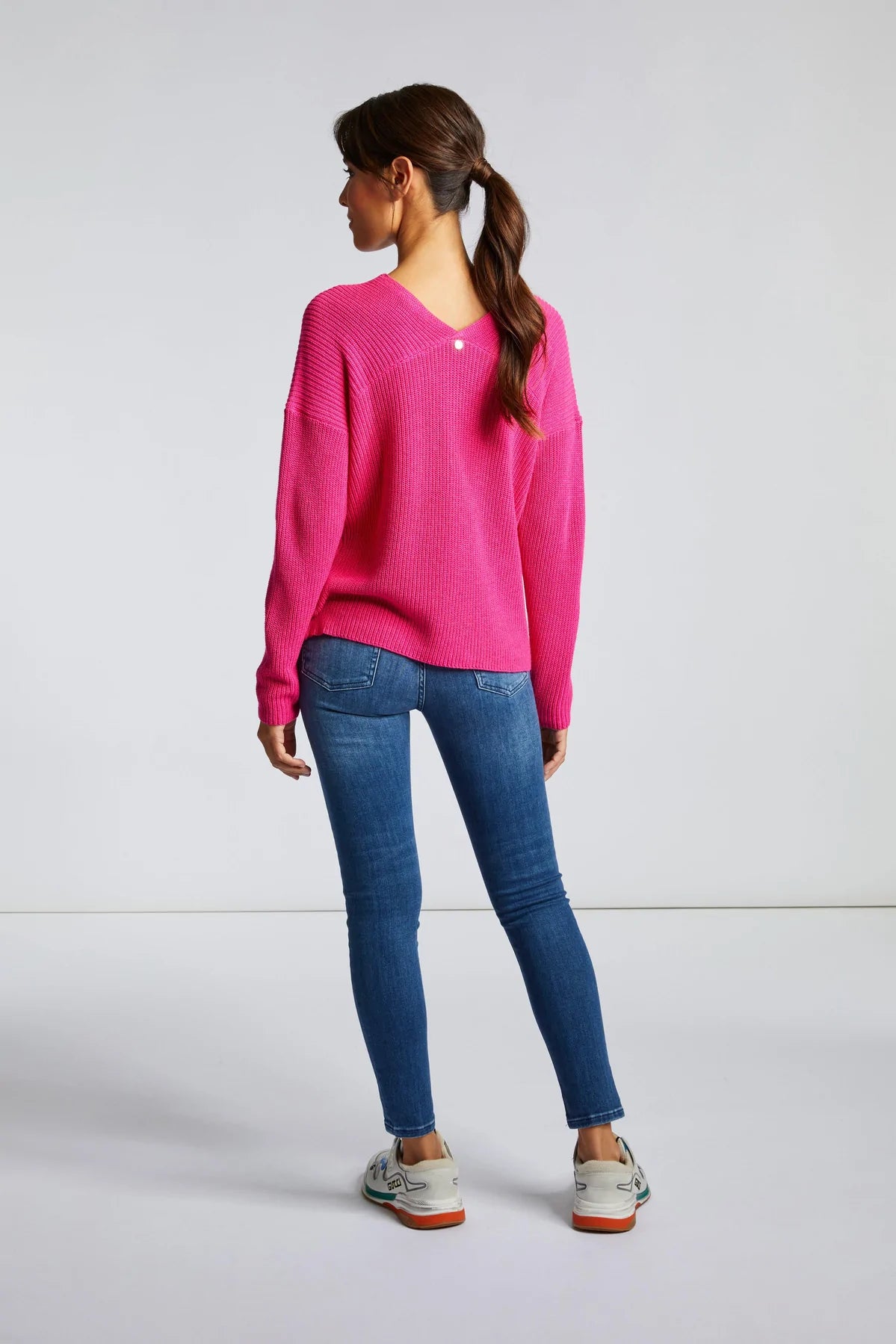 High waist jeans, blue satin