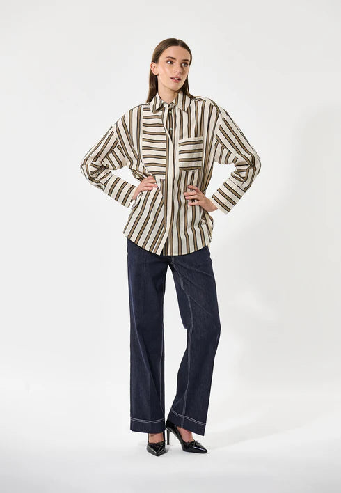 HALIMO SHIRT, CREAM STRIPE