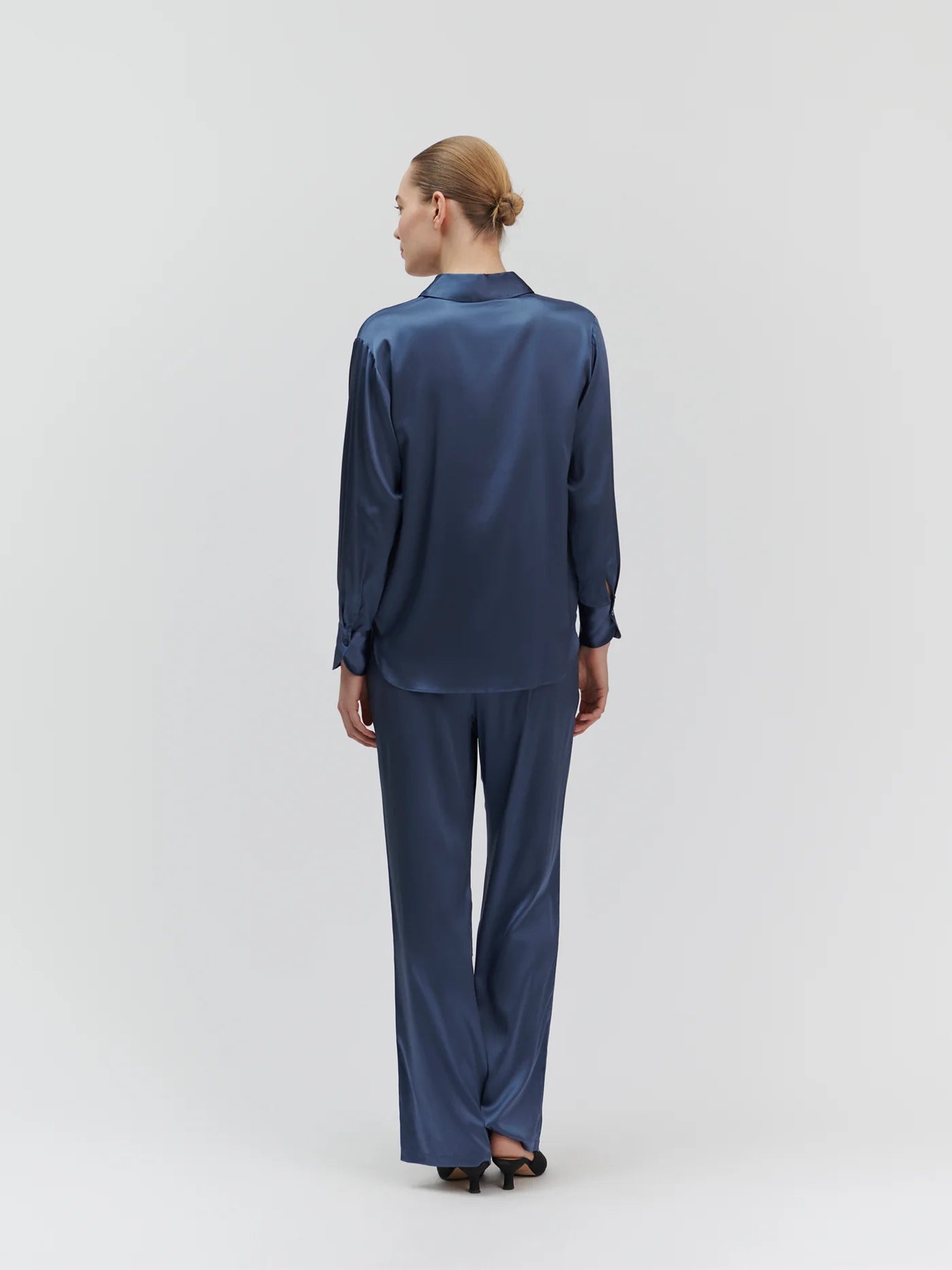 Jade Silk Shirt, True Navy