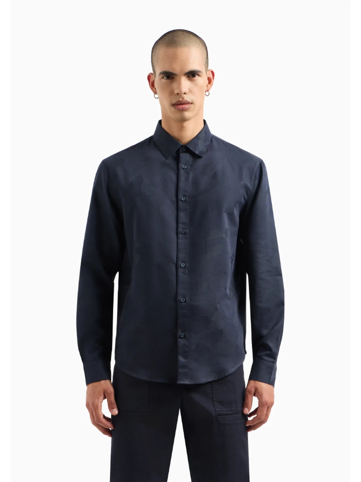 Man Woven Shirt, Deep Navy AO Camo