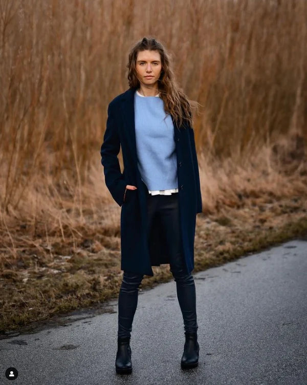 LEATHER LEGGINGS, NAVY BLUE