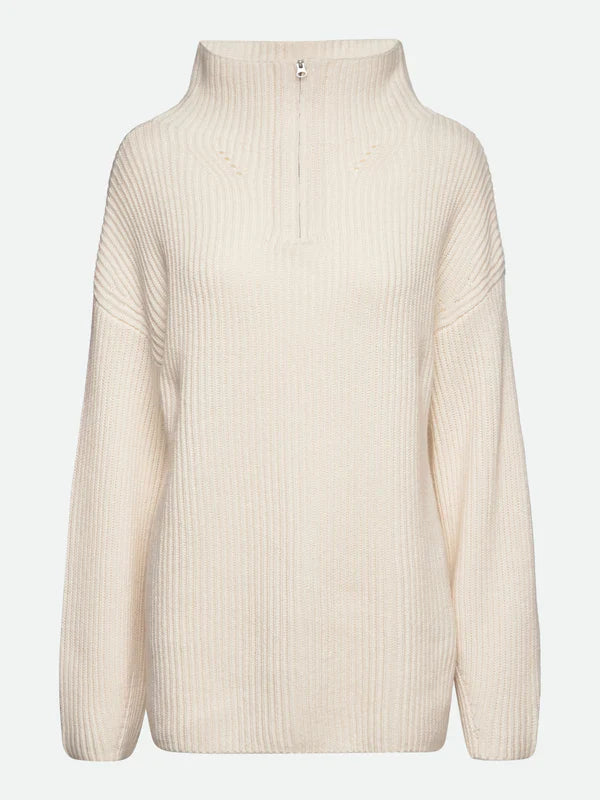FISHERMAN ZIPPER PULLOVER, IVORY