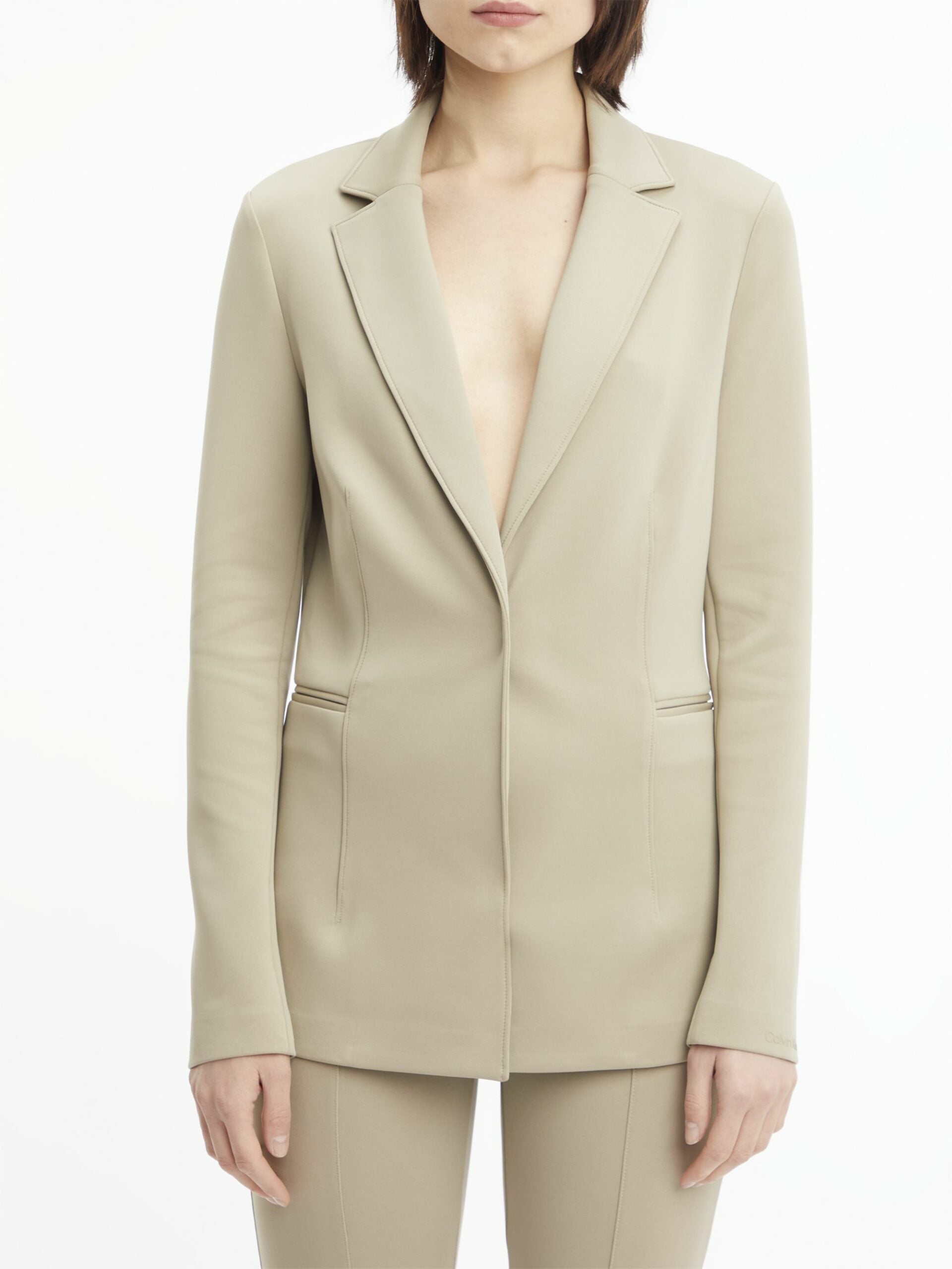 Technical knit long blazer, seneca rock