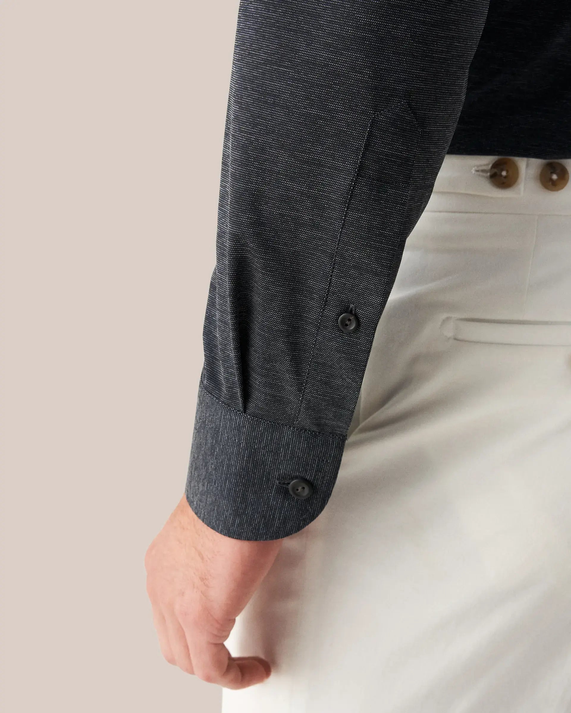 Mélange Four-Way Stretch Shirt, slim (dark blue)