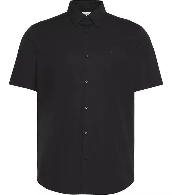 SS SOLID STRETCH SLIM SHIRT, BLACK