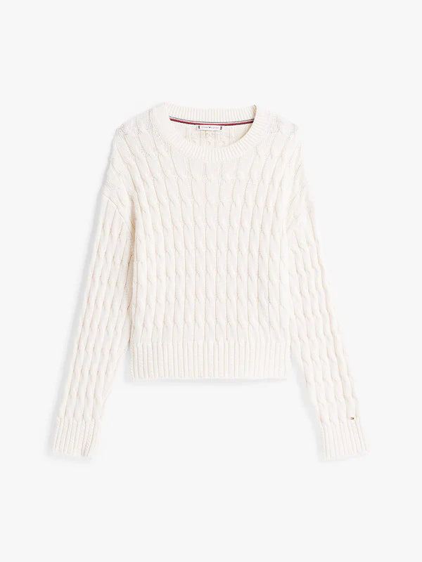 SOFT CO CABLE C-NK LS SWEATER, IVORY PETAL