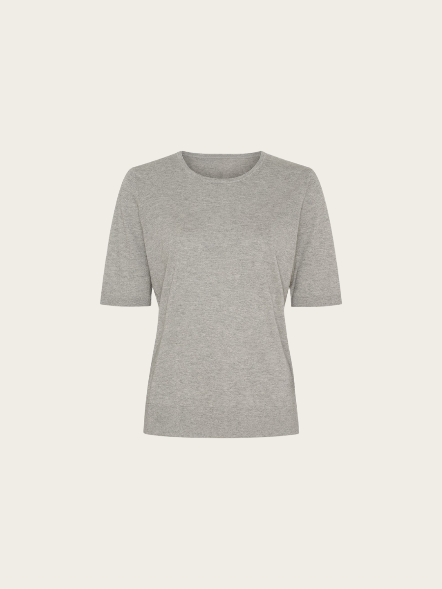 PL SILK CASHMERE TOP, LIGHT GREY