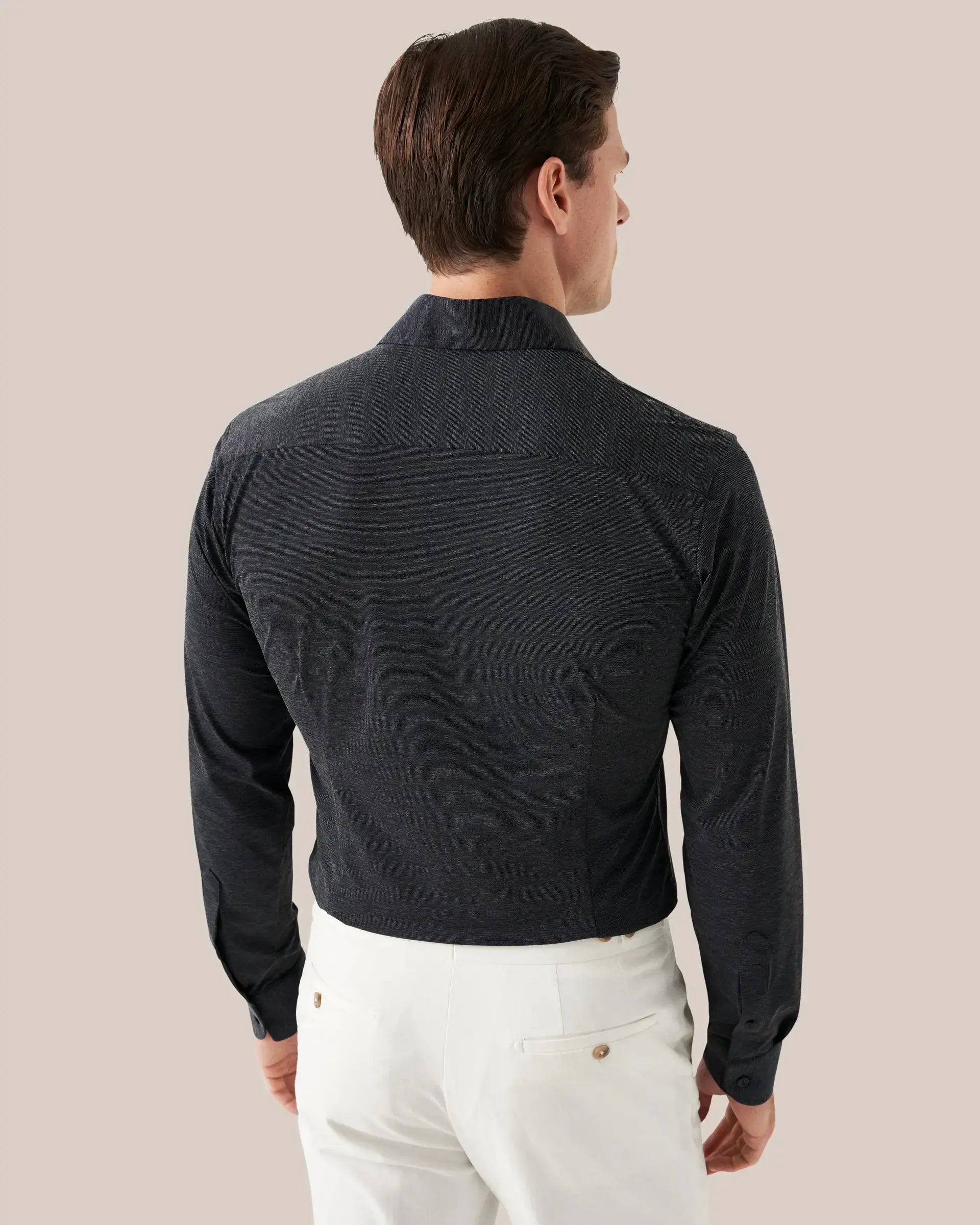 Mélange Four-Way Stretch Shirt, slim (dark blue)