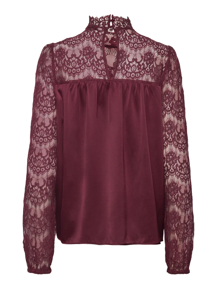 JADE SILK LS BLOUSE, TAWNY PORT