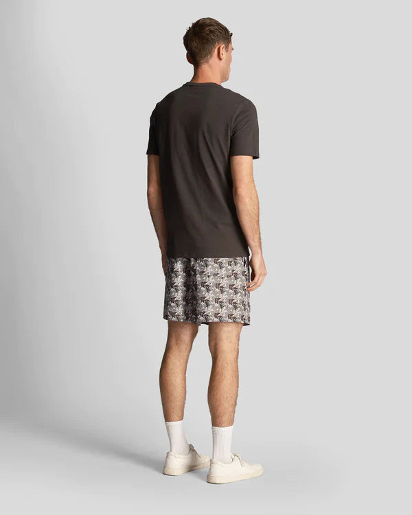 FLORAL PRINT RESORT SWIM SHORTS, GUNMETAL