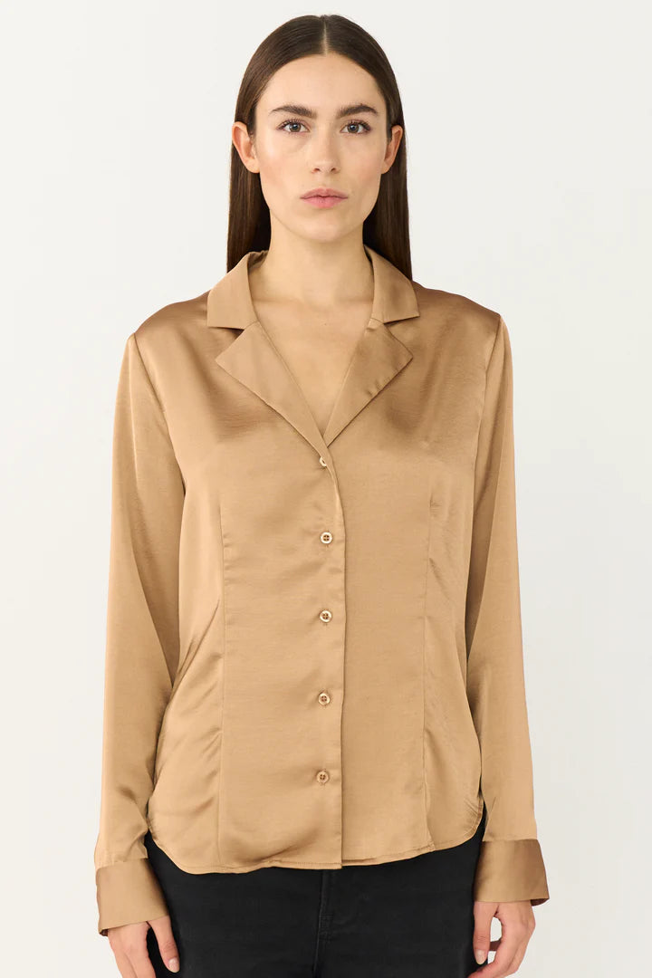 PD-Iris Satin Shirt, Camel