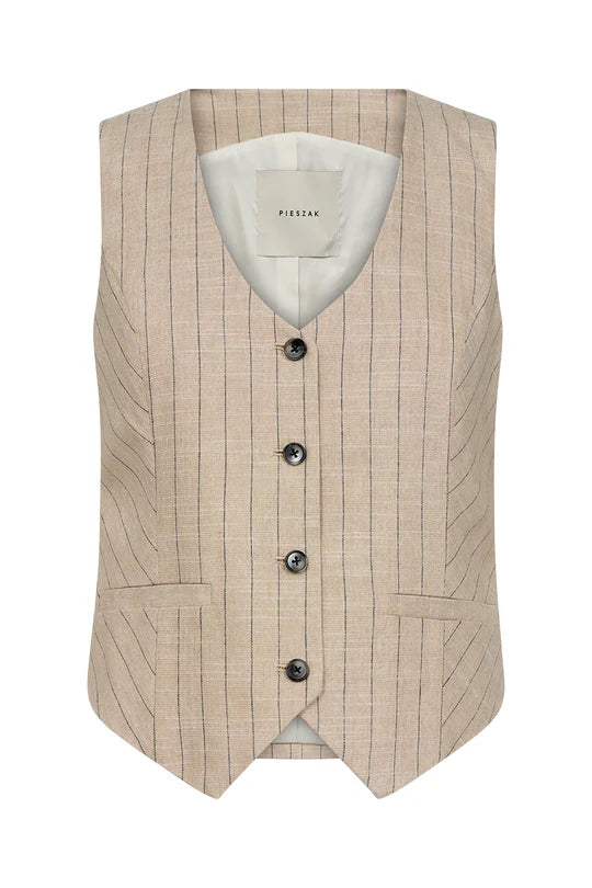 Nadine Pinstripe Linen Vest, Stripe