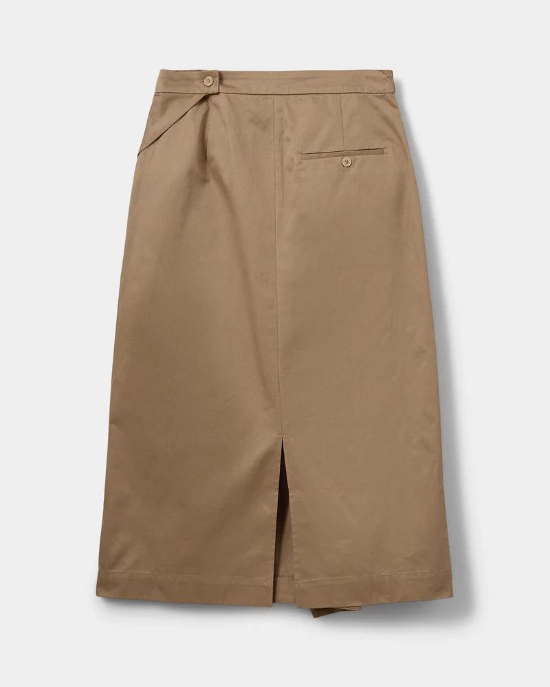 KATRINE MIDI WRAP SKIRT, CAMEL
