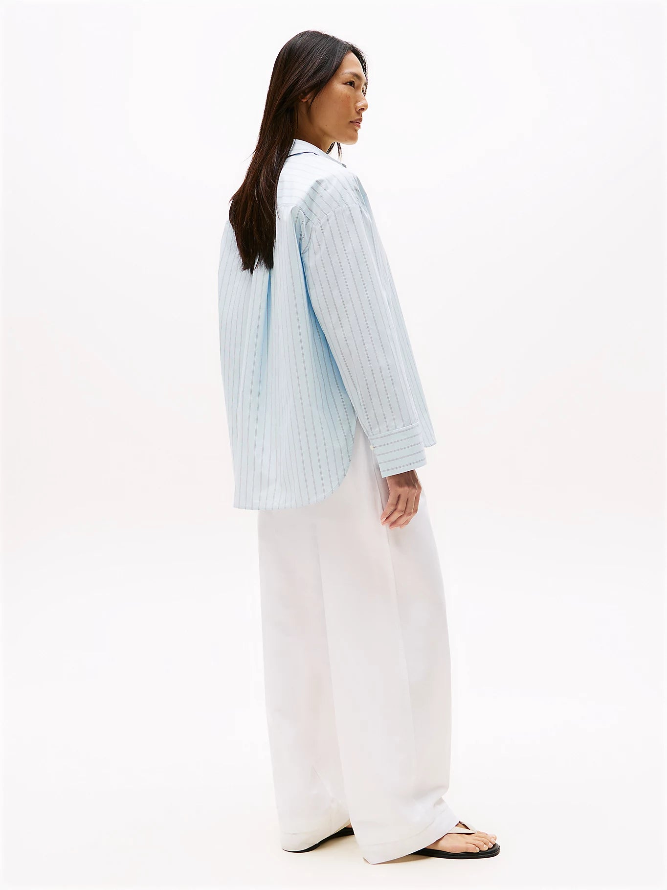 ESS Poplin New Easy Shirt, Textured Thin Stp/Breezy Blue