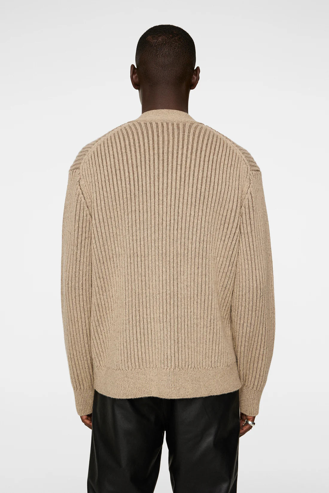 Twin Plated Knit Cardigan, Tiger Brown