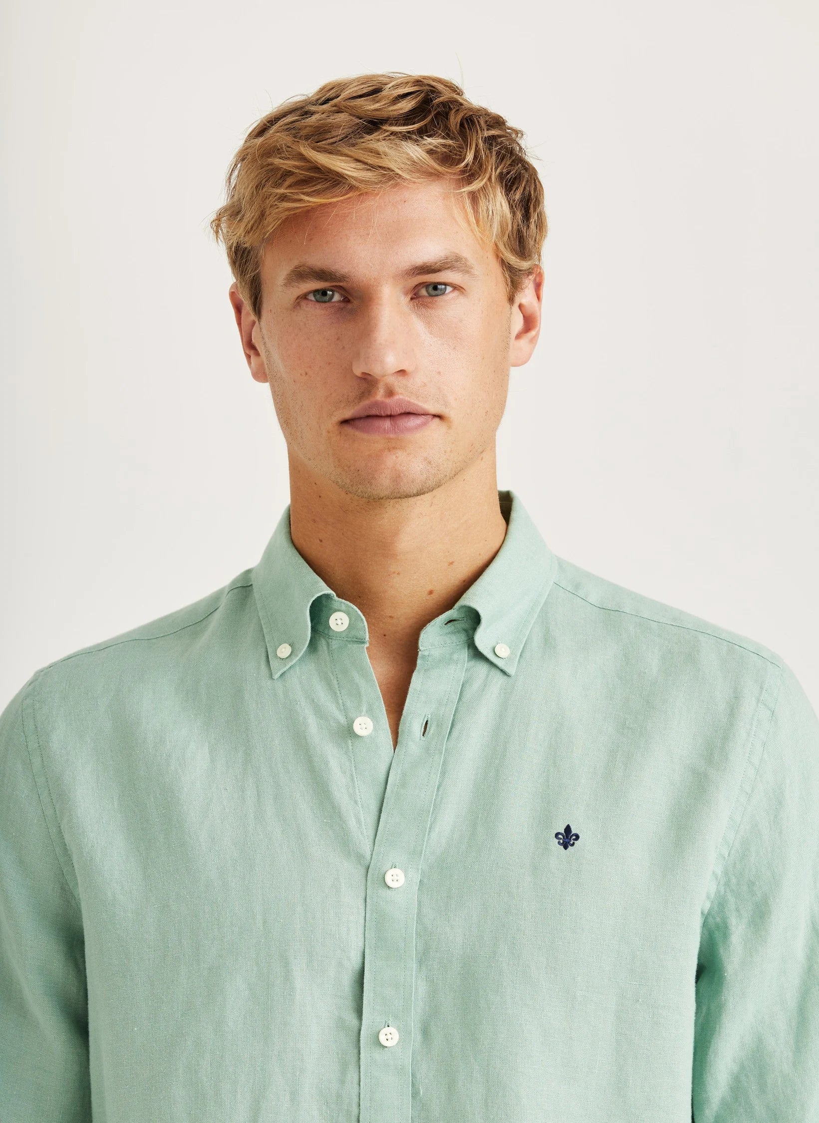 Douglas Linen Shirt, Classic Fit, Green