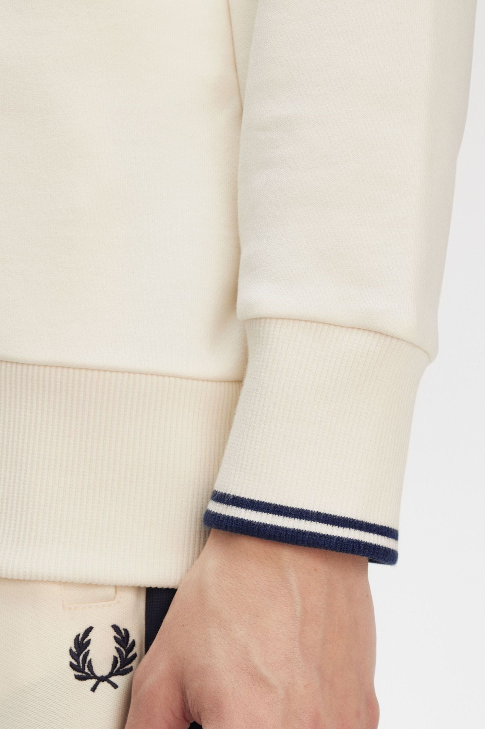 Half Zip Sweatshirt, Ecru/Tennis Blue