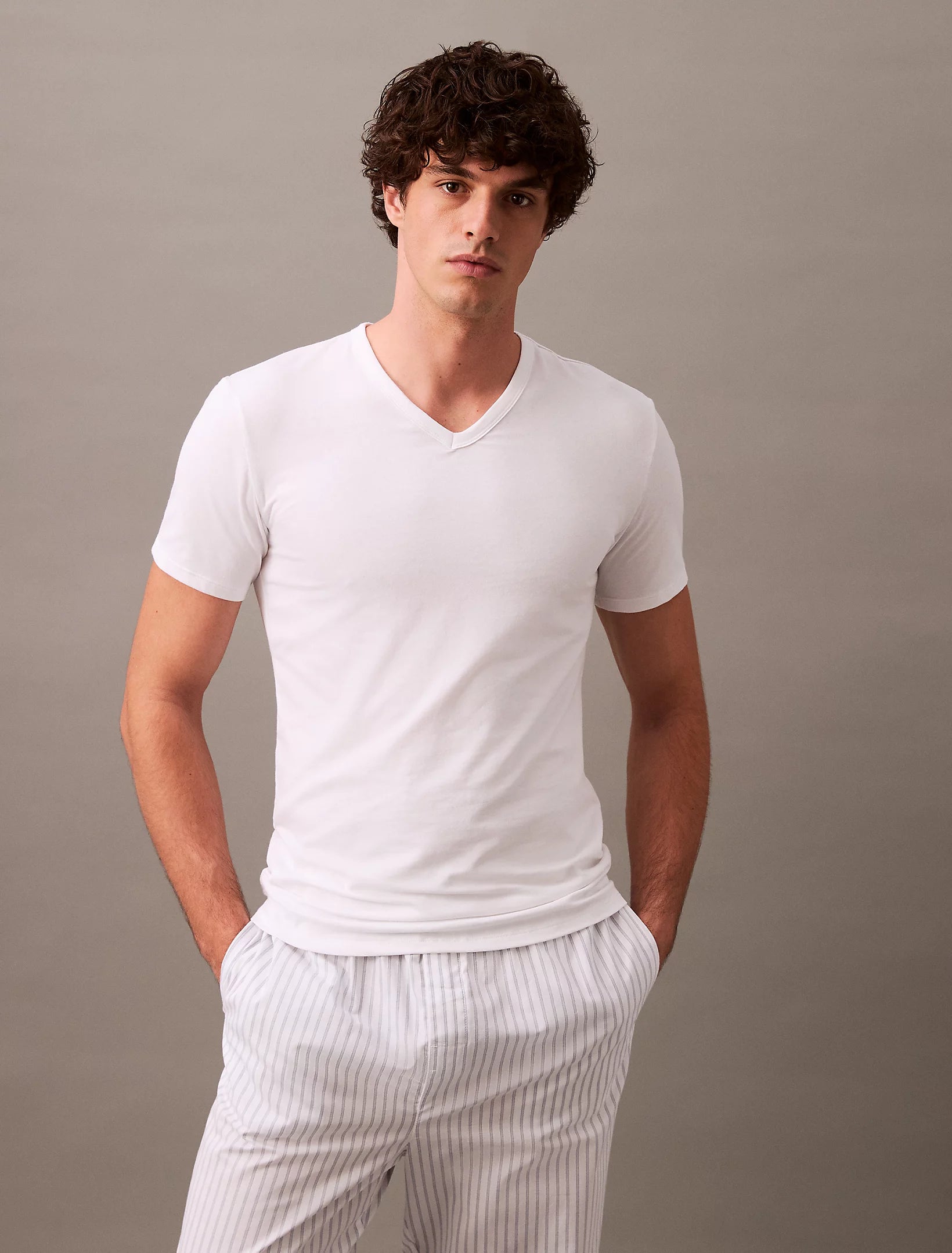 S/S V Neck 3Pk, White