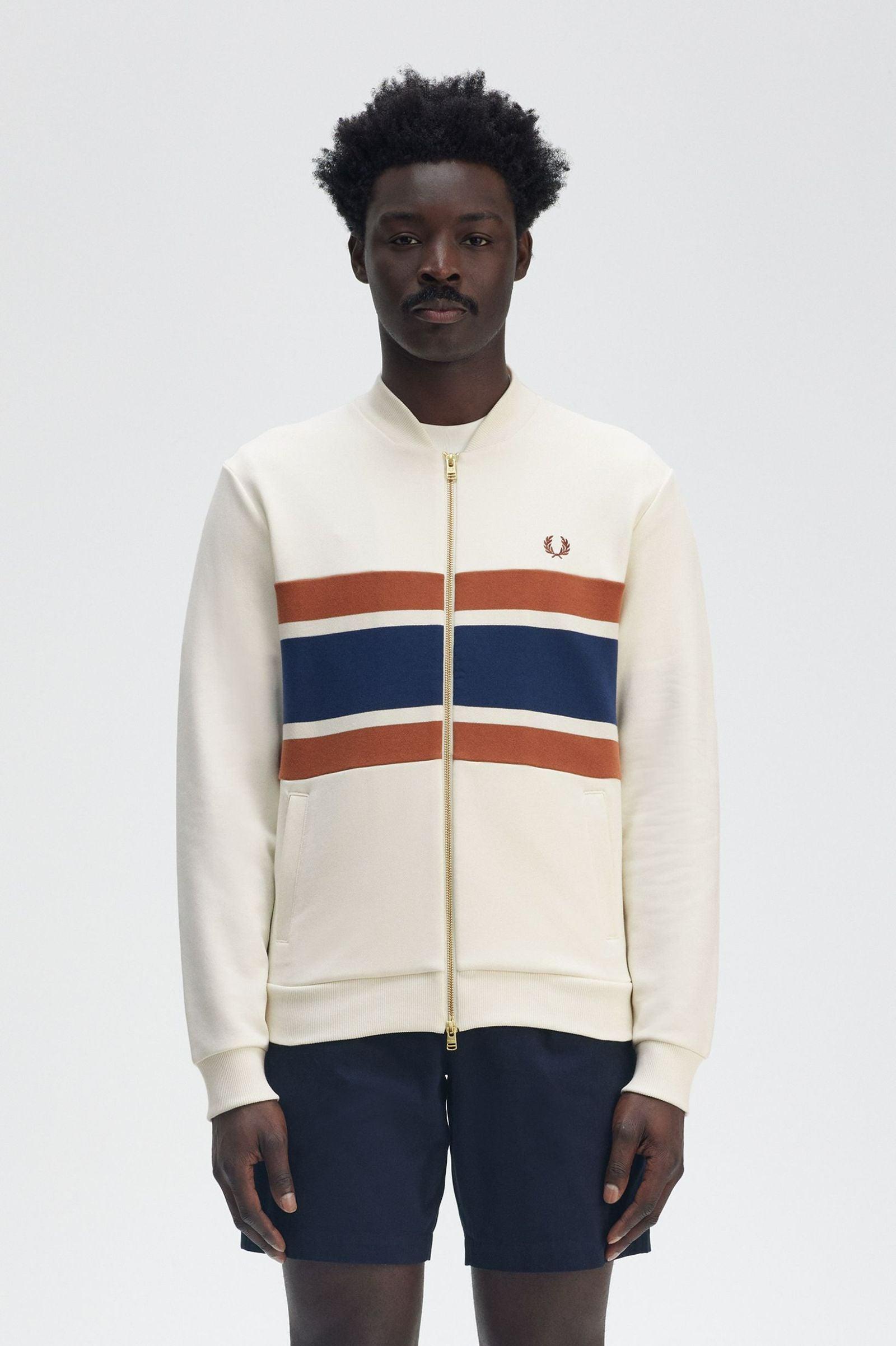 Panelled Zip Sweatshirt, Light Ecru