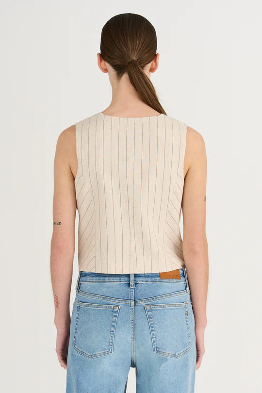 Nadine Pinstripe Linen Vest, Stripe