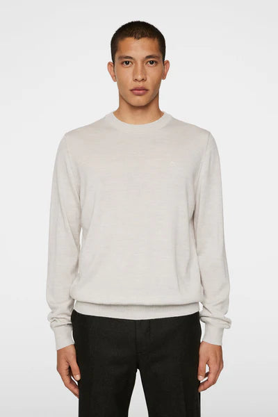 KEANE MERINO CREW NECK SWEATER, MOONBEAM MELANGE