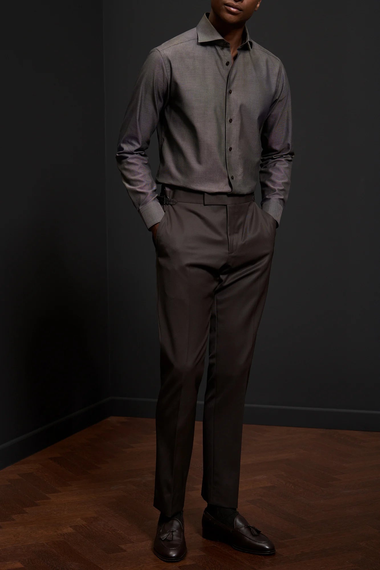 Semi Solid Signature Dobby Shirt, Beige