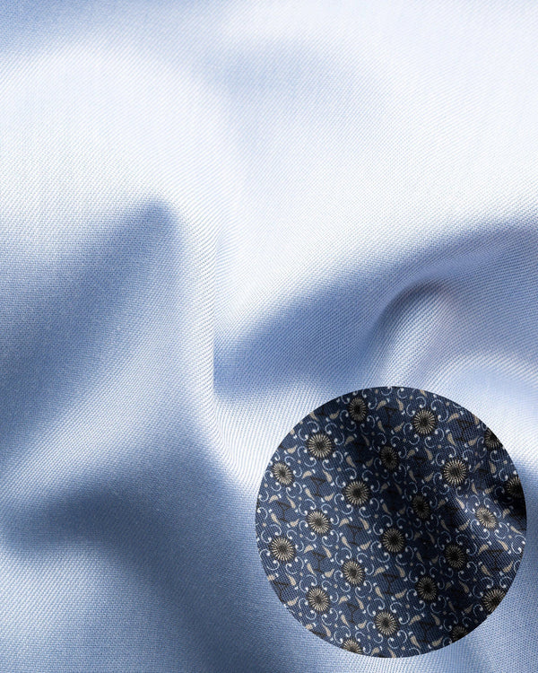 GEOMETRIC EFFECT SIGNATURE TWILL SHIRT, LIGHT BLUE