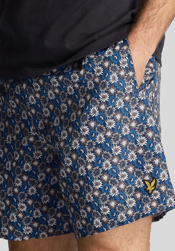 FLORAL PRINT RESORT SWIM SHORTS, DARK NAVY