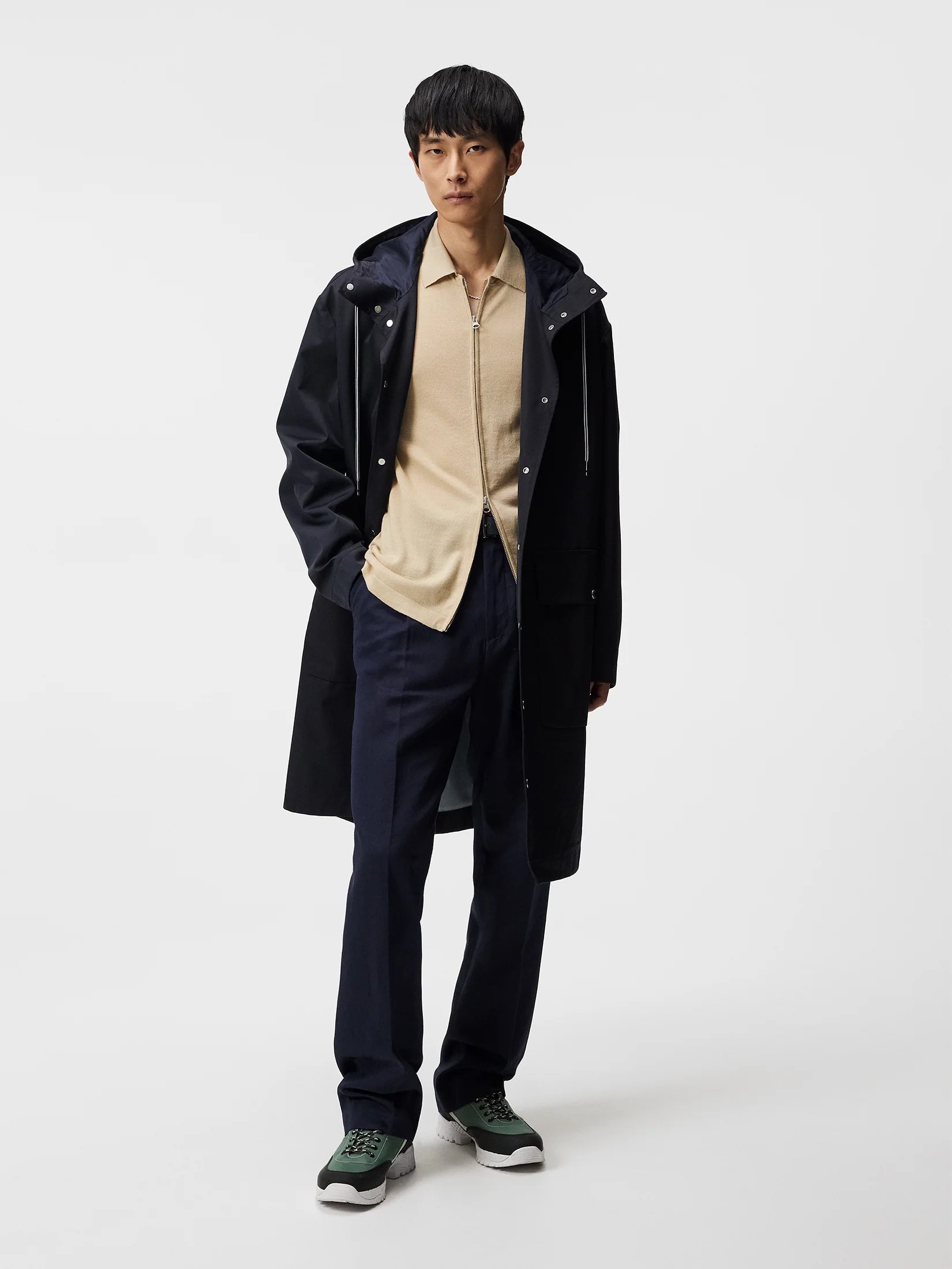 Nyle merino zip cardigan, beige