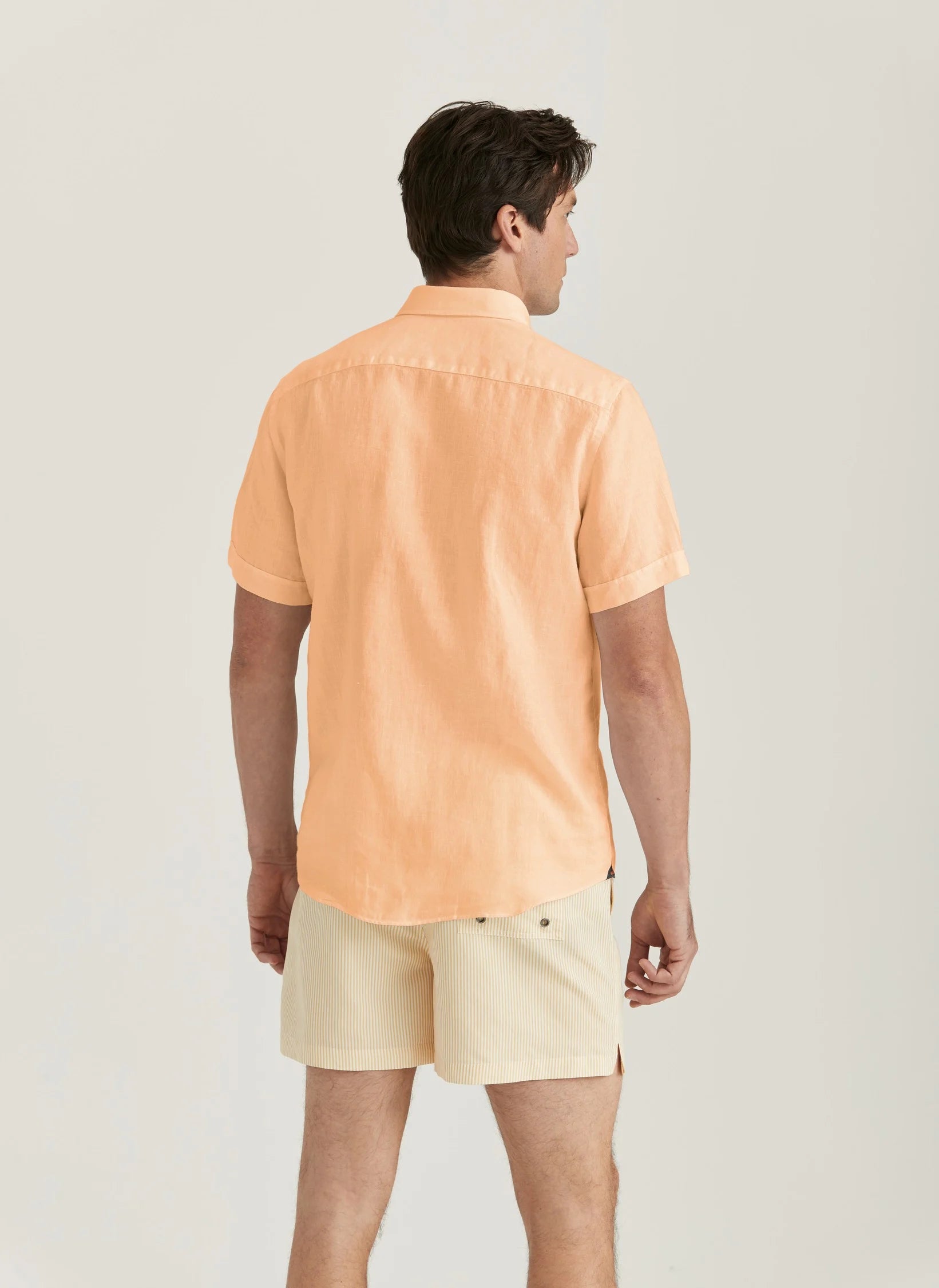 Douglas Linen SS Shirt, Classic Fit, Orange