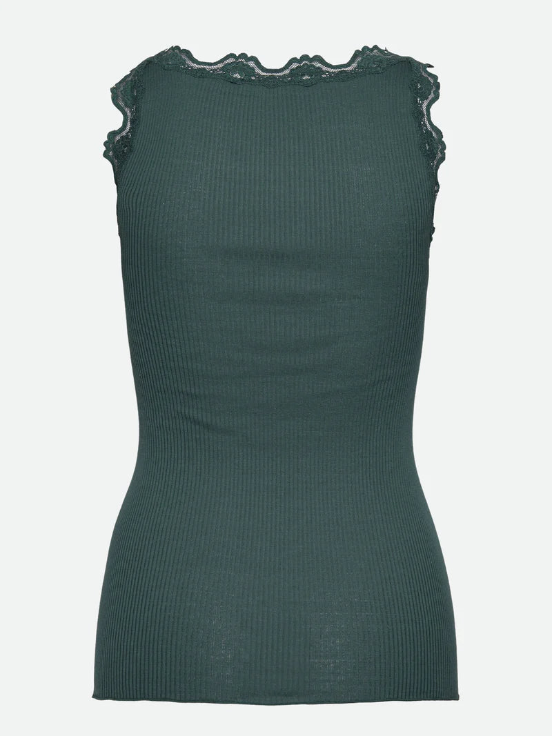 Silk Top w/ Lace, Sea Moss