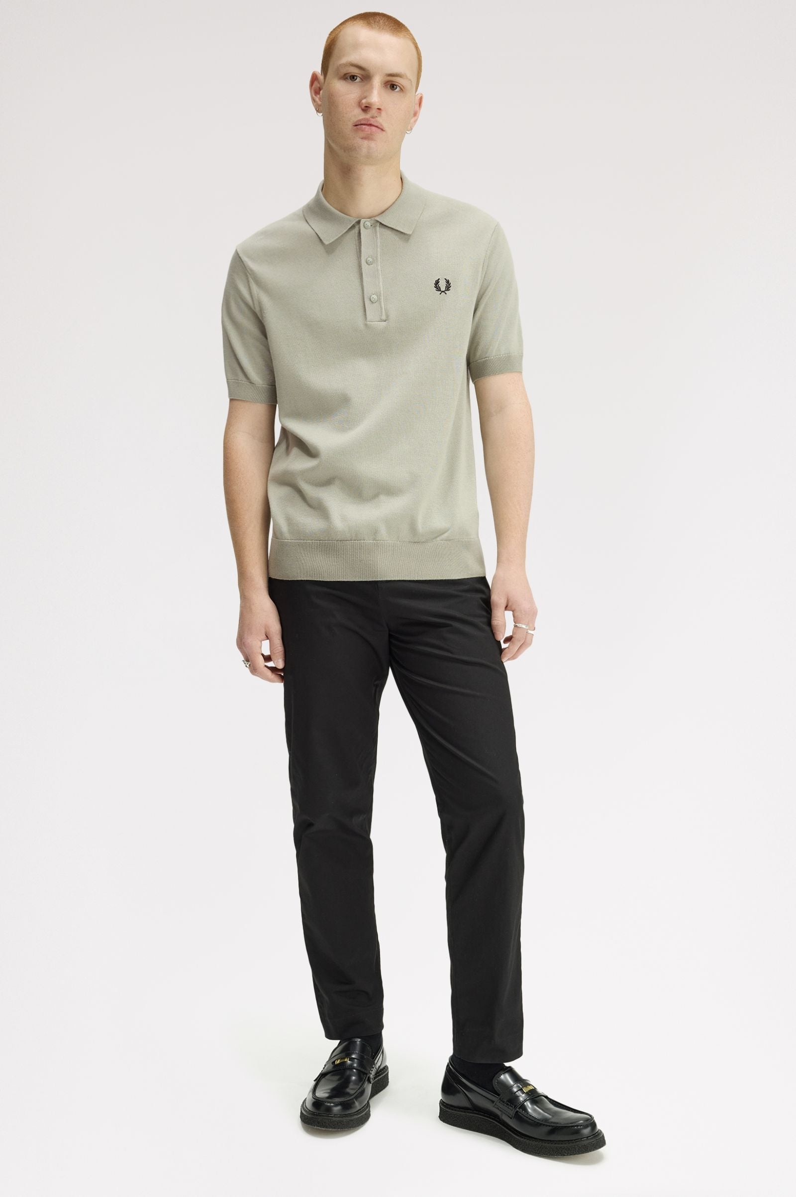 COTTON KNITTED POLO, SEAGRASS