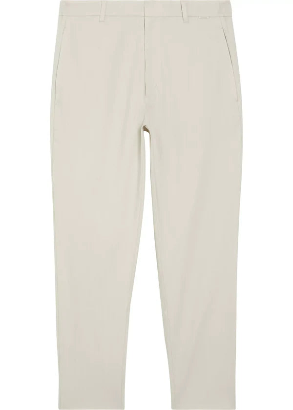COTTON LINEN CROPPED CHINOS, STONEY BEIGE
