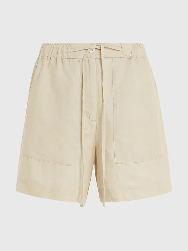 CASUAL LINEN SHORTS, LIGHT SANDALWOOD