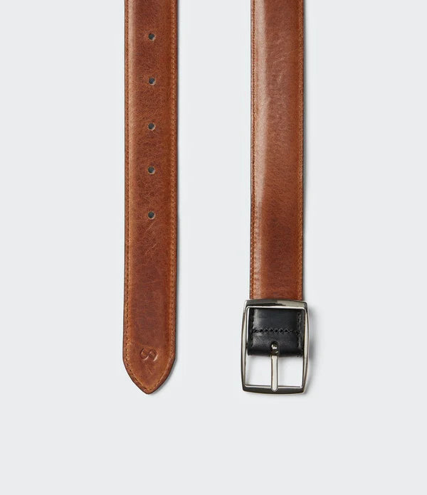 DAGON REVERSIBLE BELT, BLACK/COGNAC