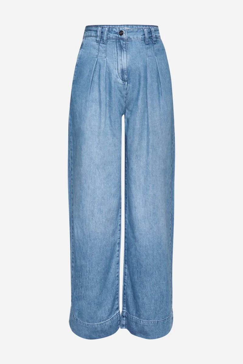 Wide Leg Denim Pants, Denim Blue