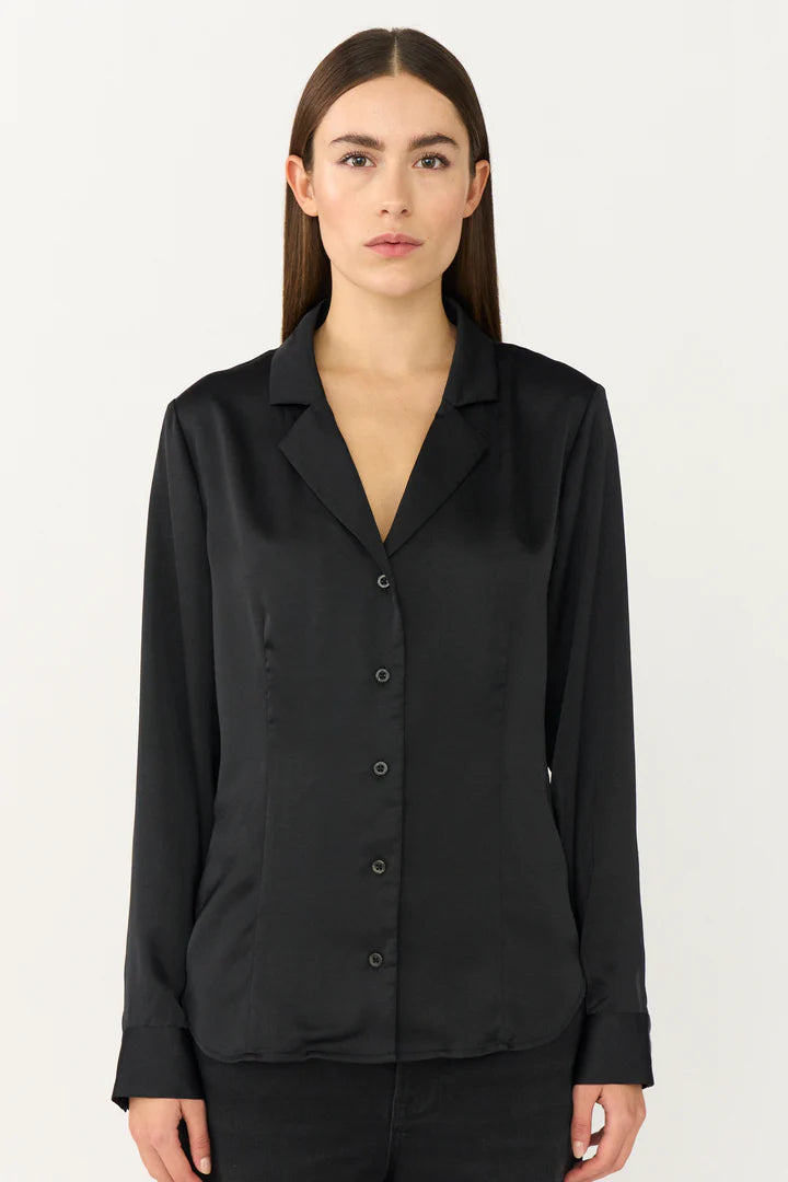 PD-Iris Satin Shirt, Black