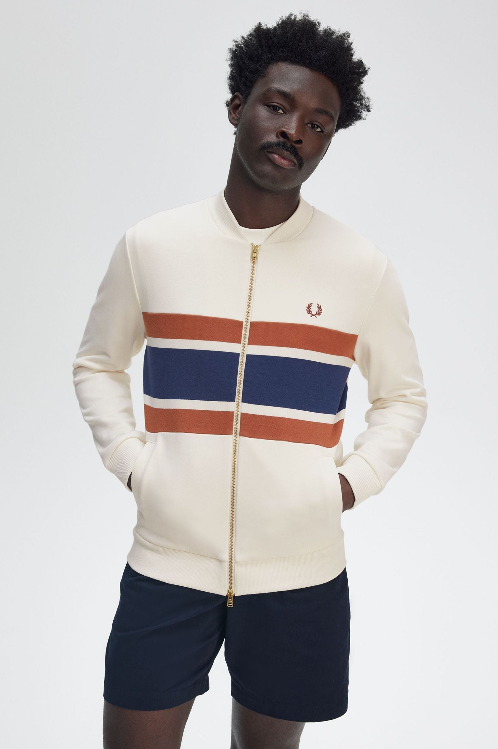 Panelled Zip Sweatshirt, Light Ecru